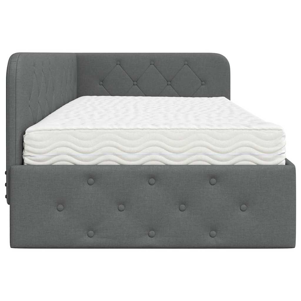 Hoekbedframe met matras Donkergrijs 100 x 200 cm Stof