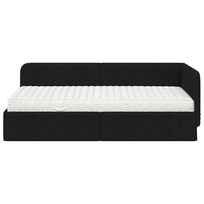 Hoekbedframe met matras met hoofdeinde Zwart 100 x 200 cm Stof