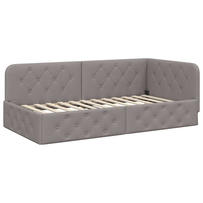 Hoekbedframe met matras met hoofdeinde Taupe 100 x 200 cm Stof