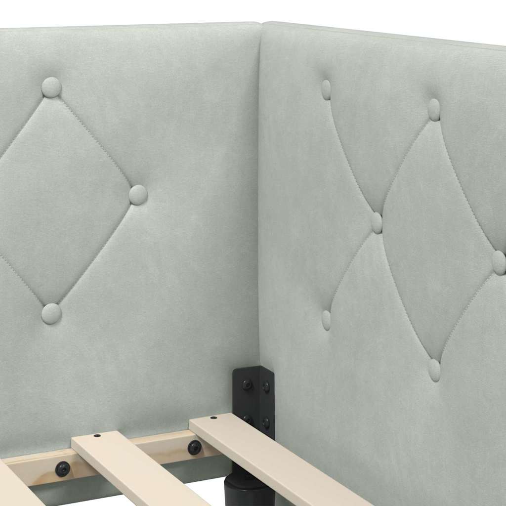 Hoekbedframe met matras Lichtgrijs 80 x 200 cm Fluweel