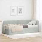Hoekbedframe 80x200 cm lichtgrijs fluweel