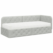 Hoekbedframe met matras Lichtgrijs 80 x 200 cm Fluweel