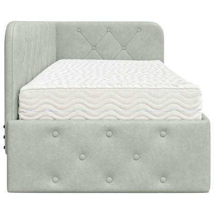 Hoekbedframe met matras Lichtgrijs 80 x 200 cm Fluweel