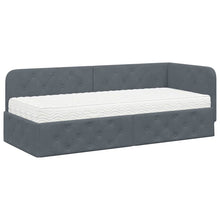 Hoekbedframe met matras Donkergrijs 80 x 200 cm Fluweel
