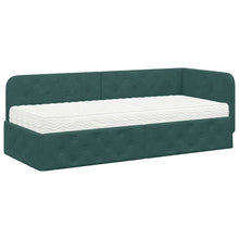 Hoekbedframe met matras Donkergroen 80 x 200 cm Fluweel