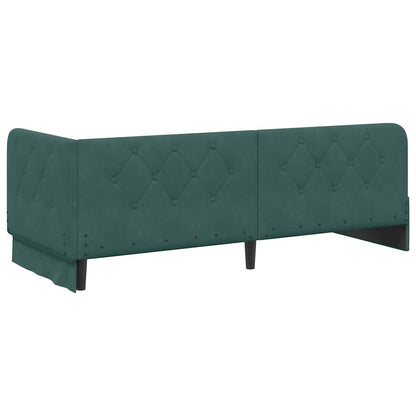 Hoekbedframe met matras Donkergroen 80 x 200 cm Fluweel