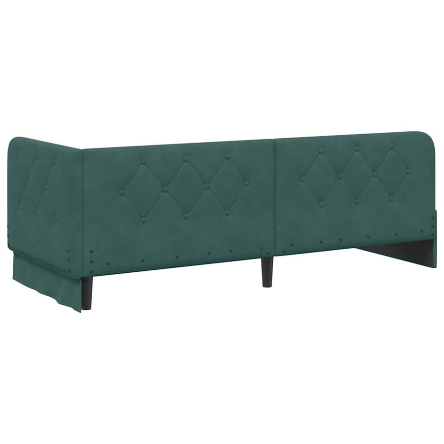 Hoekbedframe met matras Donkergroen 80 x 200 cm Fluweel