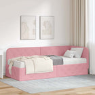 Corner Bed Frame with Mattress with Headboard Pink 80 x 200 cm Velvet