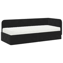 Hoekbedframe met matras Zwart 80 x 200 cm Fluweel