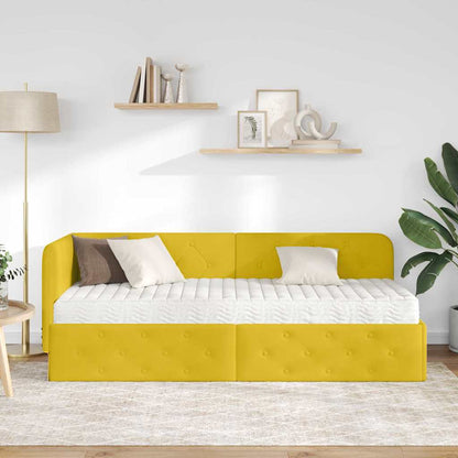 Hoekbedframe met matras met hoofdeinde Geel 80 x 200 cm Fluweel