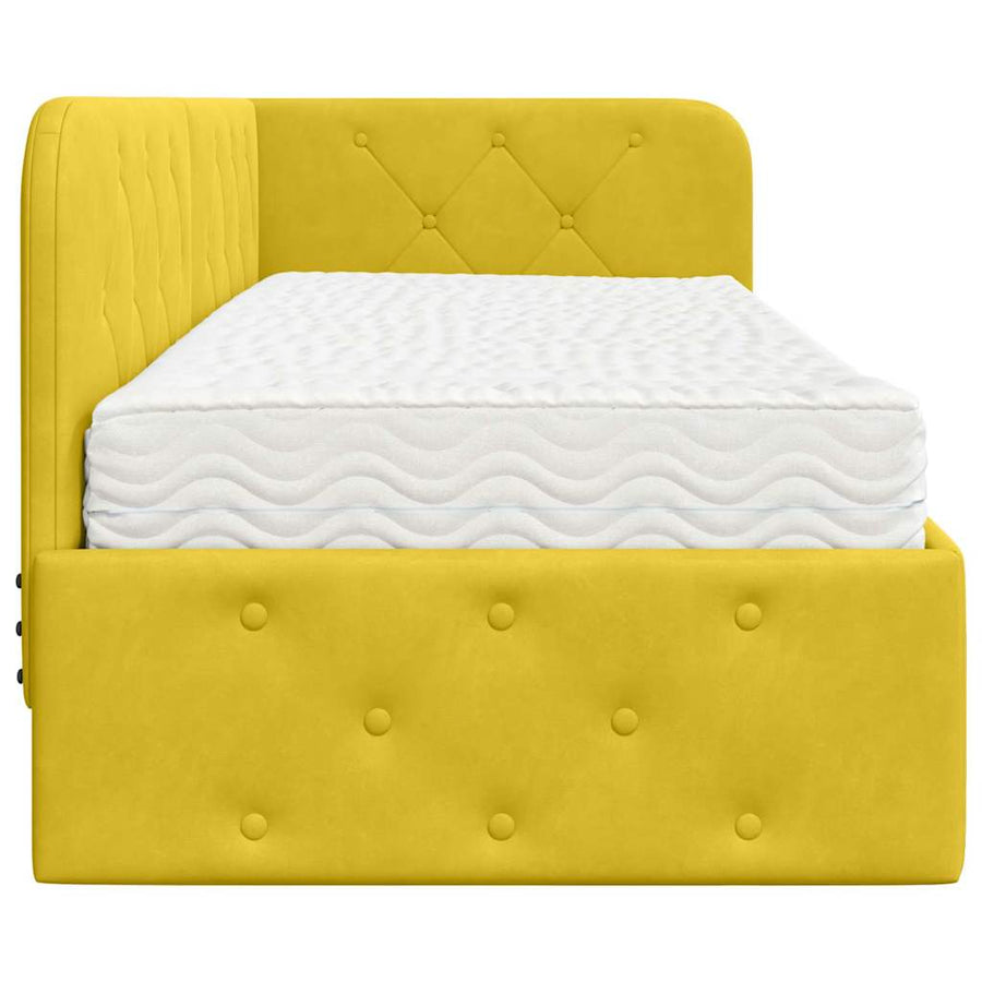 Hoekbedframe met matras met hoofdeinde Geel 80 x 200 cm Fluweel