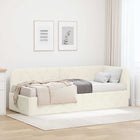 Corner Bed Frame with Mattress Cream 80 x 200 cm Velvet