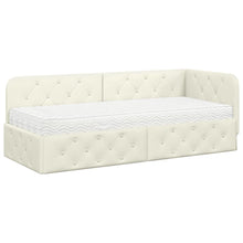 Hoekbedframe met matras Crème 80 x 200 cm Fluweel