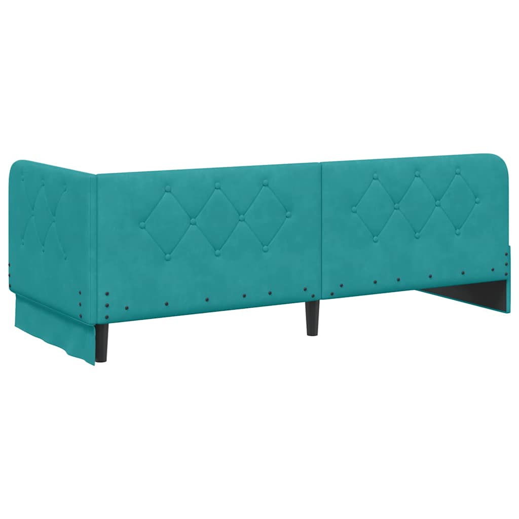 Hoekbedframe met matras Turquoise 80 x 200 cm Fluweel