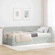Hoekbedframe met matras Lichtgrijs 90 x 190 cm Fluweel