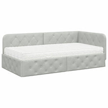 Hoekbedframe met matras Lichtgrijs 90 x 190 cm Fluweel
