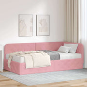 Hoekbedframe 90x190 cm roze fluweel