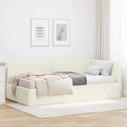 Corner Bed Frame with Mattress Cream 90 x 190 cm Velvet