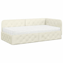 Hoekbedframe met matras Crème 90 x 190 cm Fluweel
