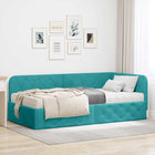 Corner Bed Frame with Mattress Turquoise 90 x 190 cm Velvet