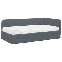 Hoekbedframe met matras Donkergrijs 90 x 200 cm Fluweel