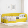 Hoekbedframe met matras met hoofdeinde Geel 90 x 200 cm Fluweel