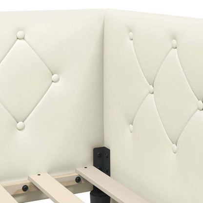 Hoekbedframe met matras Crème 90 x 200 cm Fluweel