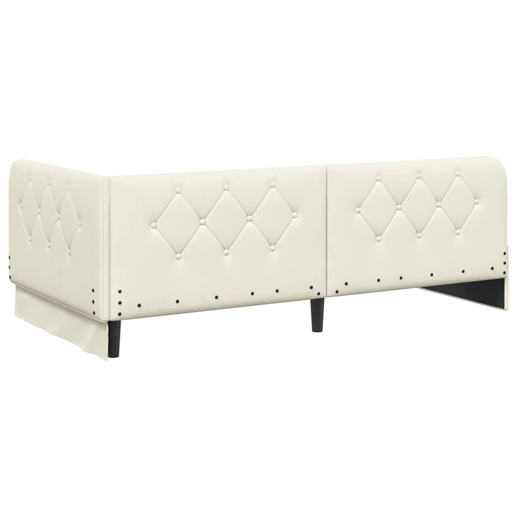 Hoekbedframe met matras Crème 90 x 200 cm Fluweel