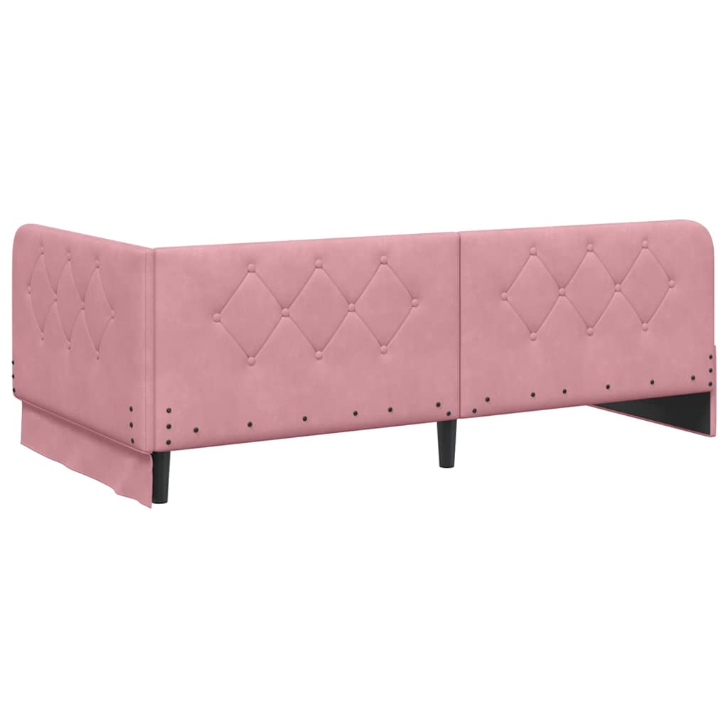 Hoekbedframe Roze 100 x 200 cm Fluweel