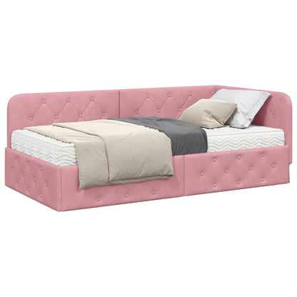 Hoekbedframe Roze 100 x 200 cm Fluweel