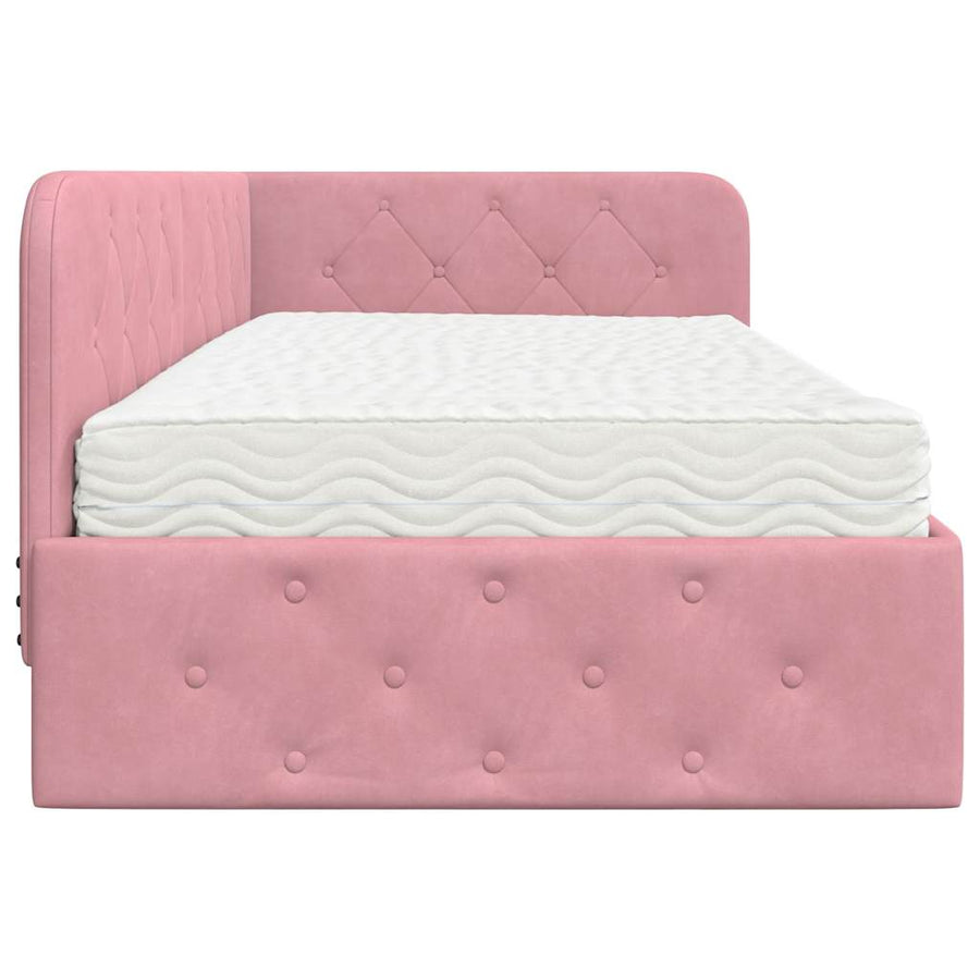 Hoekbedframe Roze 100 x 200 cm Fluweel