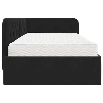 Hoekbedframe met matras Zwart 100 x 200 cm Fluweel