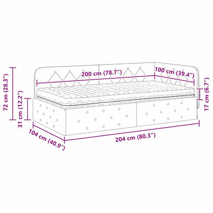 Hoekbedframe met matras Zwart 100 x 200 cm Fluweel