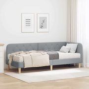 Hoekbedframe 80x200 cm lichtgrijs stof