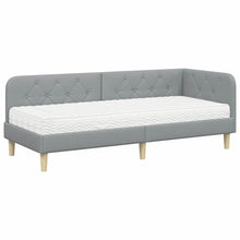 Hoekbedframe met matras Lichtgrijs 80 x 200 cm Stof