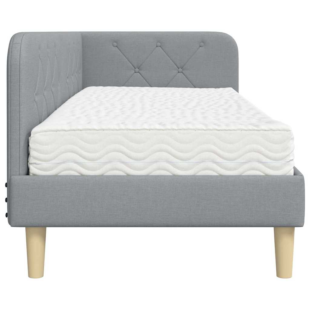 Hoekbedframe met matras Lichtgrijs 80 x 200 cm Stof