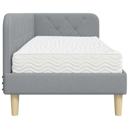 Hoekbedframe met matras Lichtgrijs 80 x 200 cm Stof