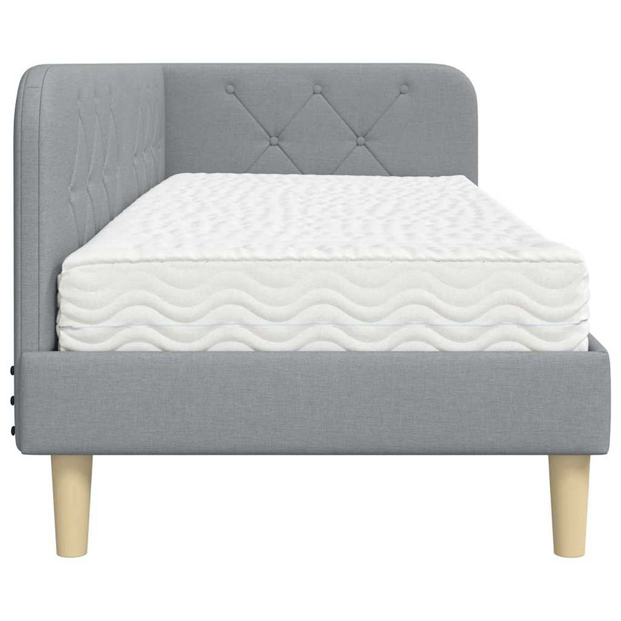 Hoekbedframe met matras Lichtgrijs 80 x 200 cm Stof