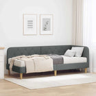 Hoekbedframe met matras donkergrijs 80x200 cm stof