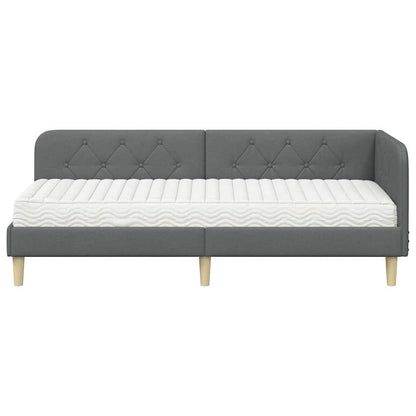 Hoekbedframe met matras Donkergrijs 80 x 200 cm Stof