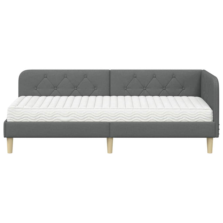 Hoekbedframe met matras Donkergrijs 80 x 200 cm Stof