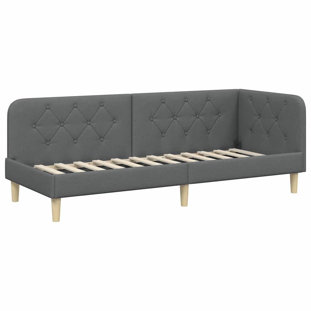 Hoekbedframe met matras Donkergrijs 80 x 200 cm Stof