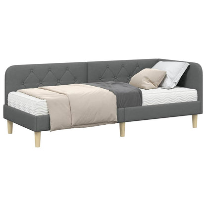 Hoekbedframe met matras Donkergrijs 80 x 200 cm Stof