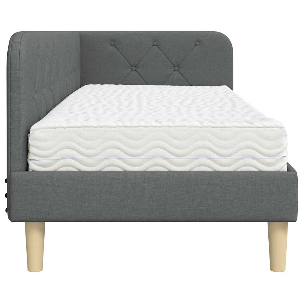 Hoekbedframe met matras Donkergrijs 80 x 200 cm Stof