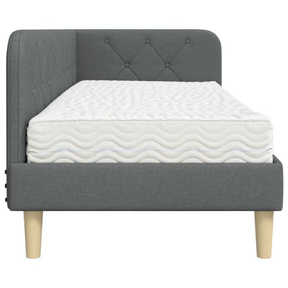 Hoekbedframe met matras Donkergrijs 80 x 200 cm Stof