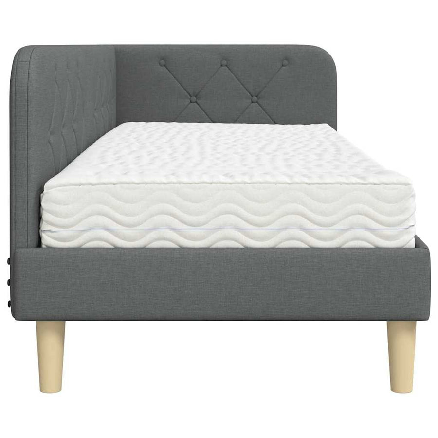 Hoekbedframe met matras Donkergrijs 80 x 200 cm Stof