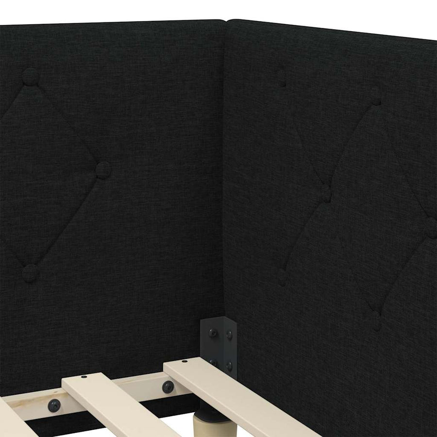 Hoekbedframe met matras met hoofdeinde Zwart 80 x 200 cm Stof