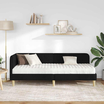 Hoekbedframe met matras met hoofdeinde Zwart 80 x 200 cm Stof
