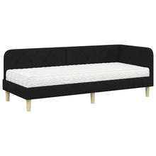 Hoekbedframe met matras met hoofdeinde Zwart 80 x 200 cm Stof