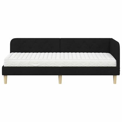 Hoekbedframe met matras met hoofdeinde Zwart 80 x 200 cm Stof